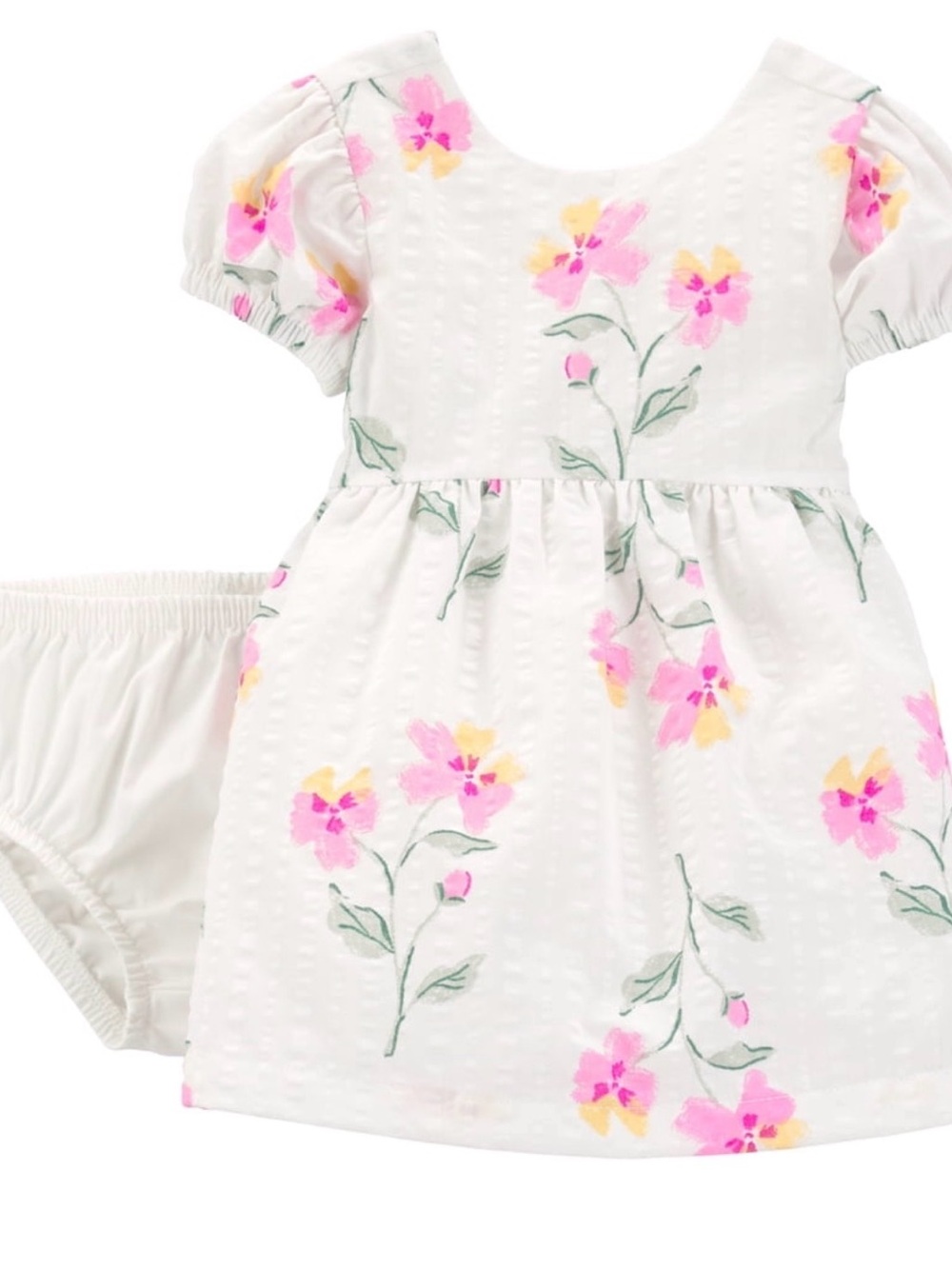 Carter's White Dress with Pink and Yellow Floral Print and Bloomer